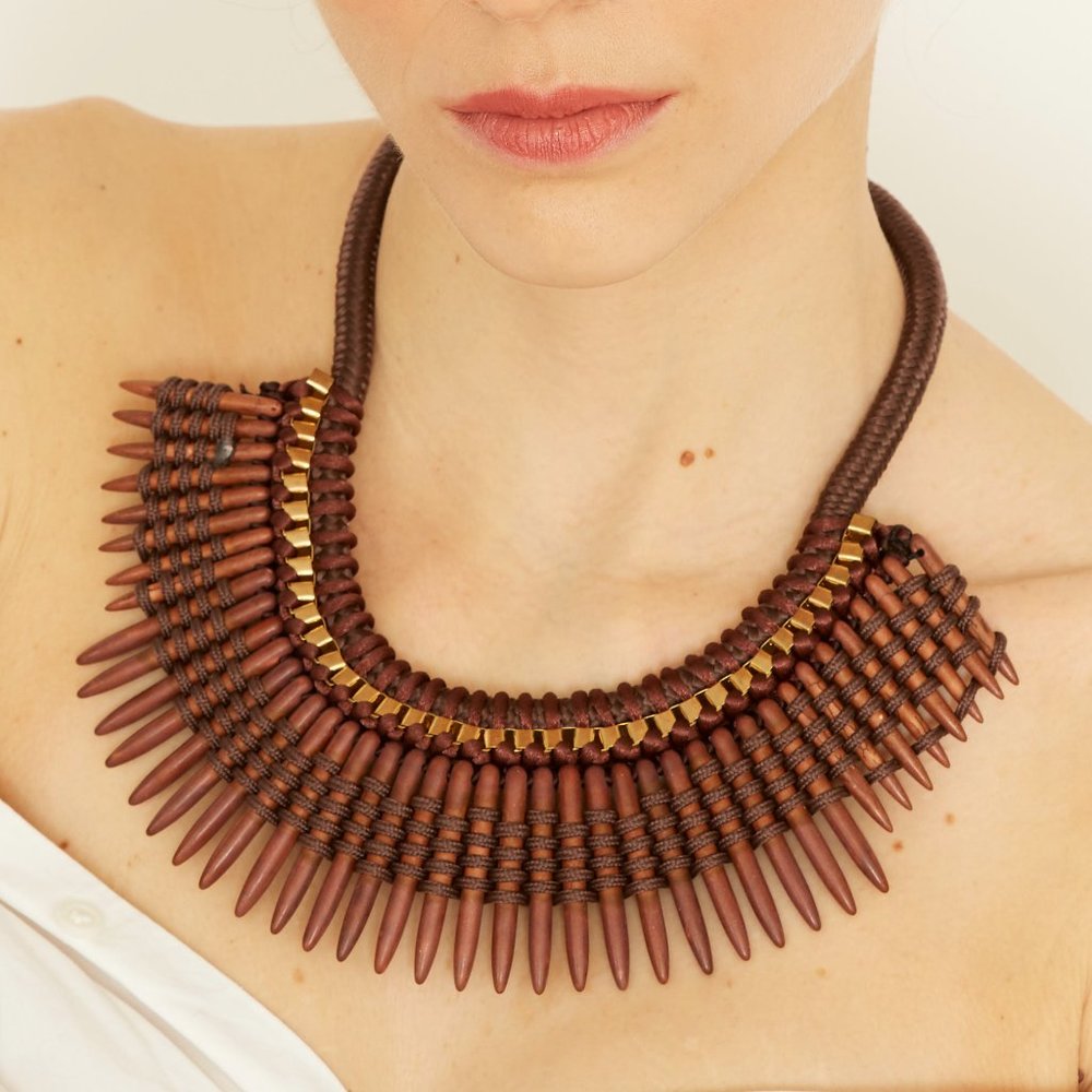 Blandiri Wooden Chunky Bib Necklace